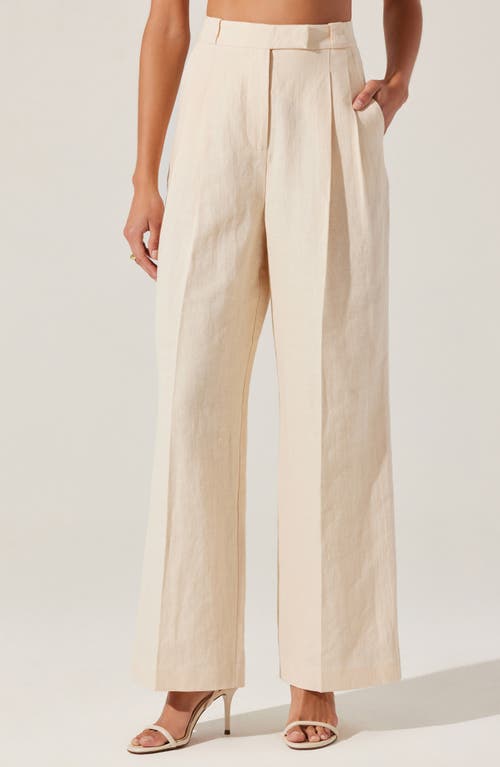 Astr Bryony Linen Blend Pleated Pants In Cream In Cream