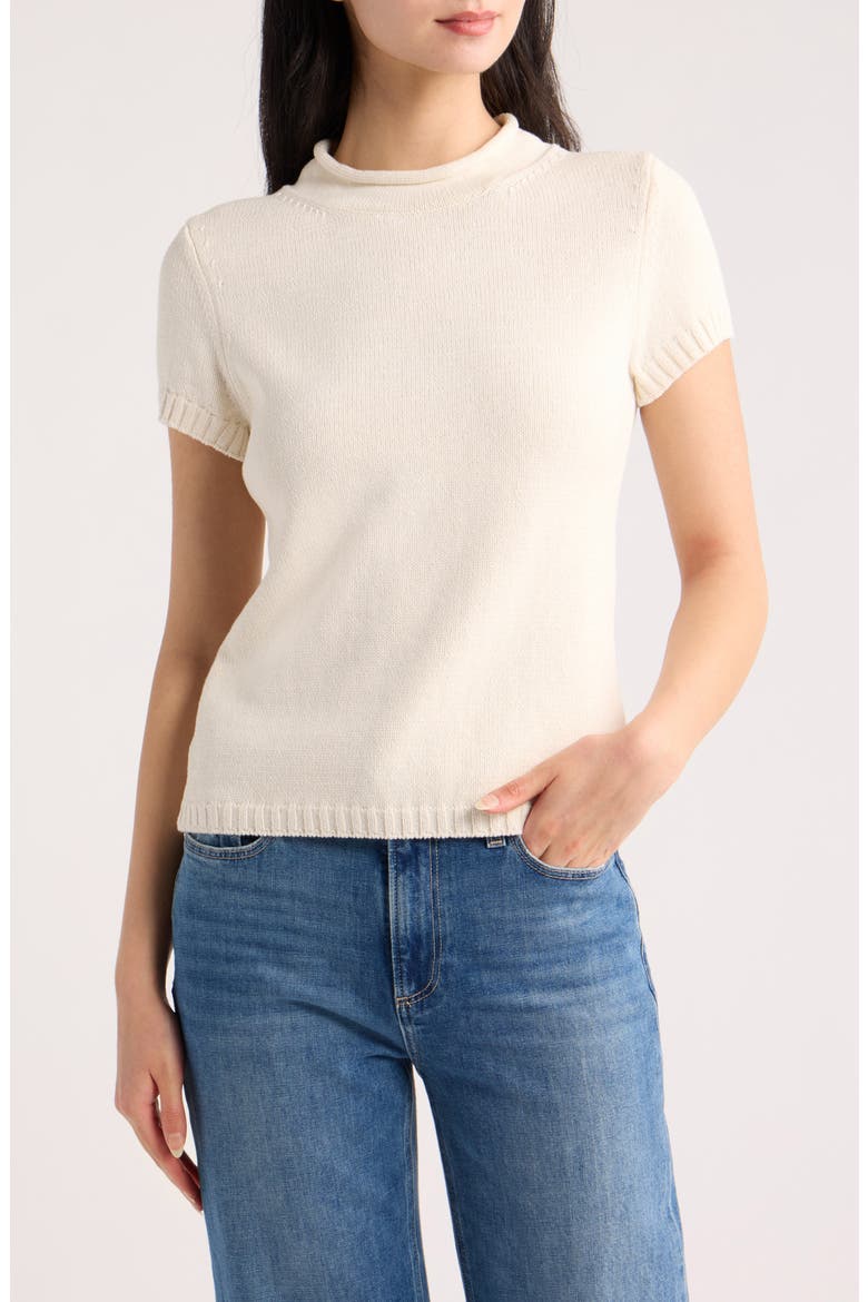 Solene Organic Cotton Short Sleeve Sweater, Main, color, FIOR DI LATTE