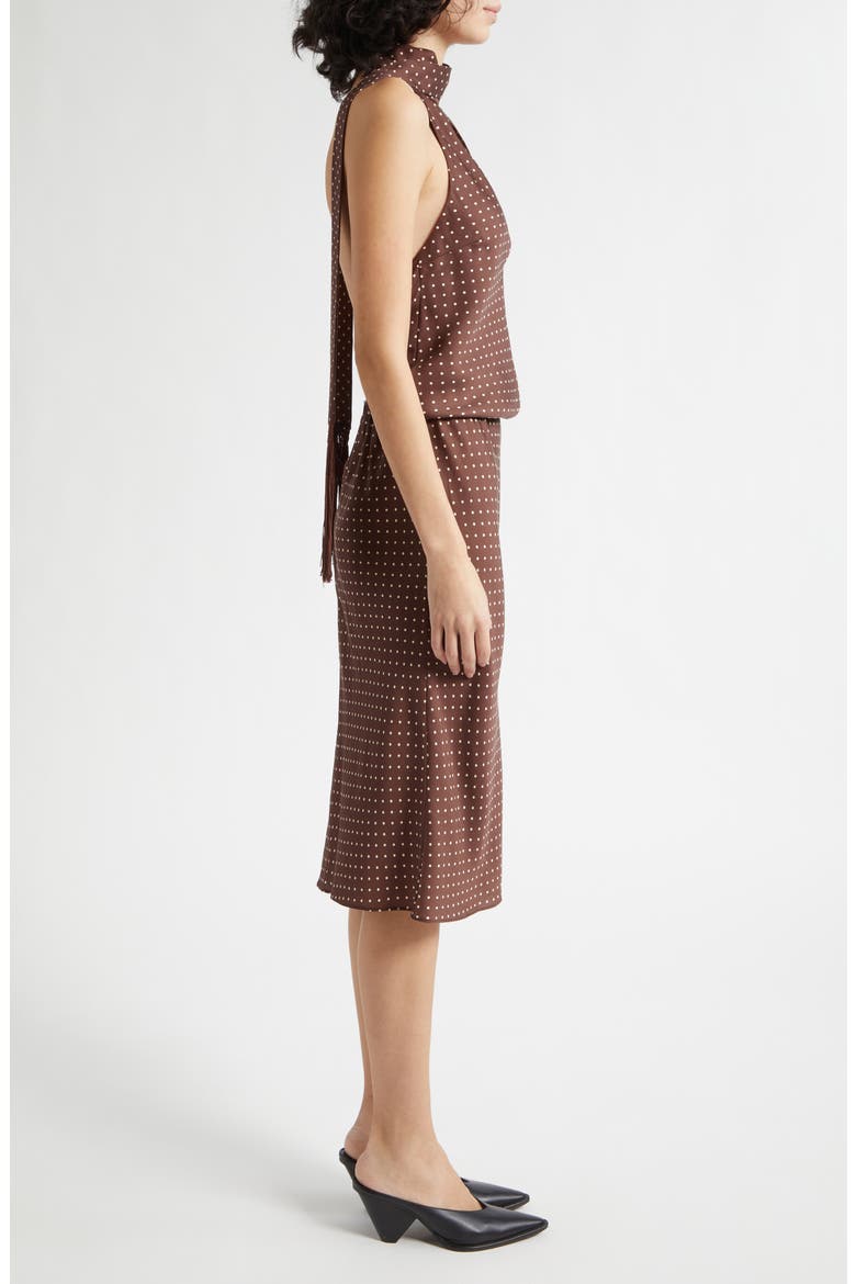 Phoebe Polka Dot Open Back Halter Neck Shift Dress, Alternate, color, CHOC VANILLA