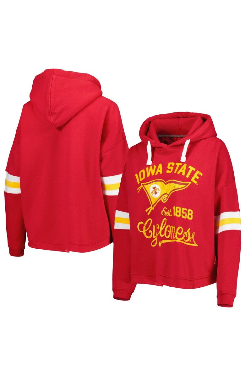 PRESSBOX Women's Pressbox Cardinal Iowa State Cyclones Super Pennant Pullover Hoodie, Main, color, Cardinal