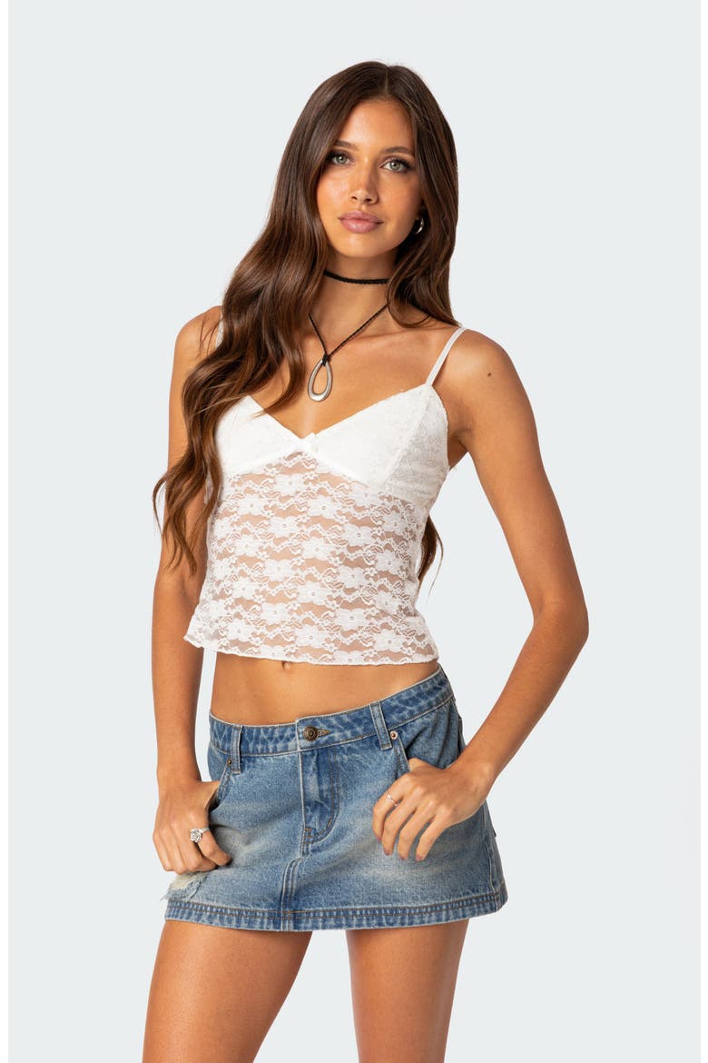 Eira Lace Crop Camisole, Alternate, color, WHITE