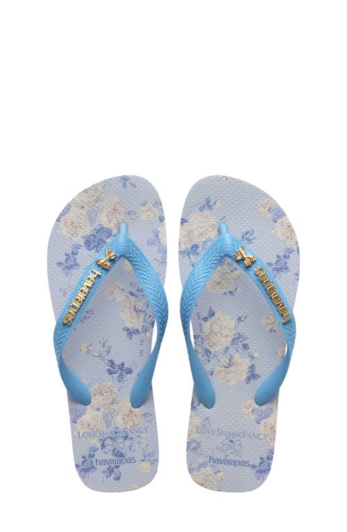 Havaianas X Loveshackfancy Kids' Rosettes Flip Flop In Blue