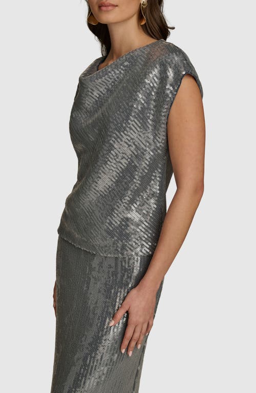 Donna Karan New York Sparkle Mesh Top In Storm Blue
