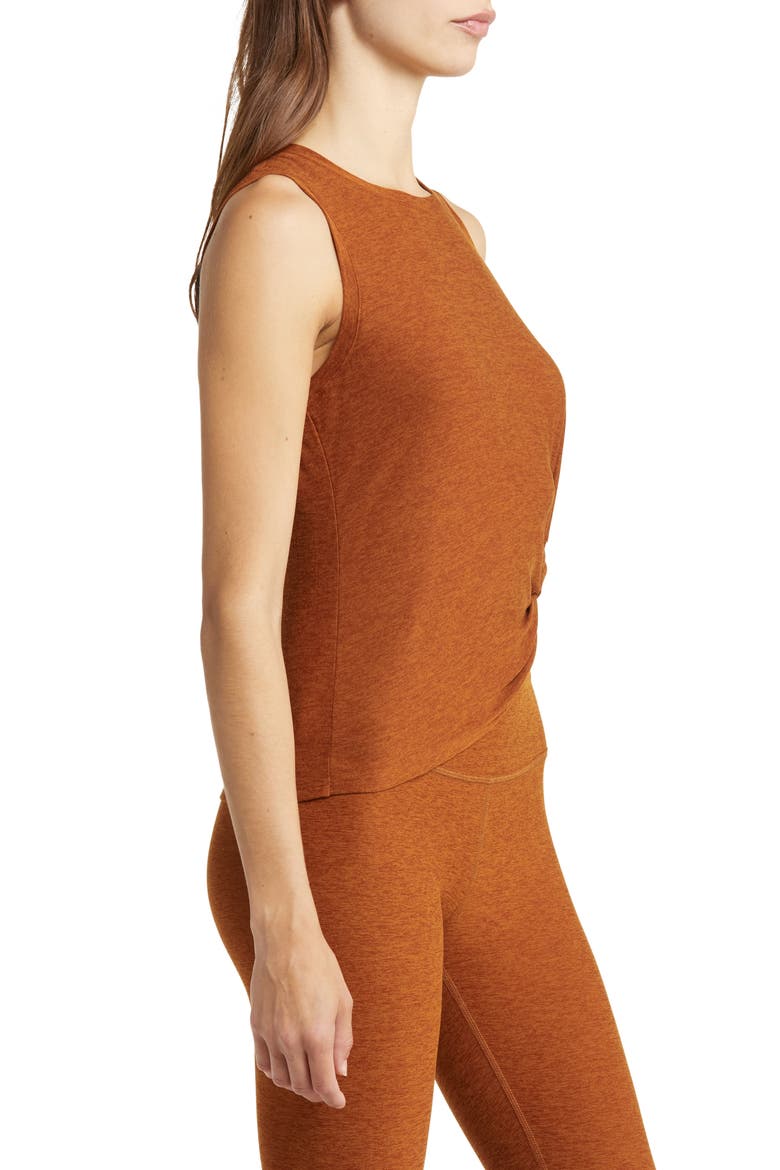 Front Twist Muscle Tank, Alternate, color, CINNAMON HEATHER