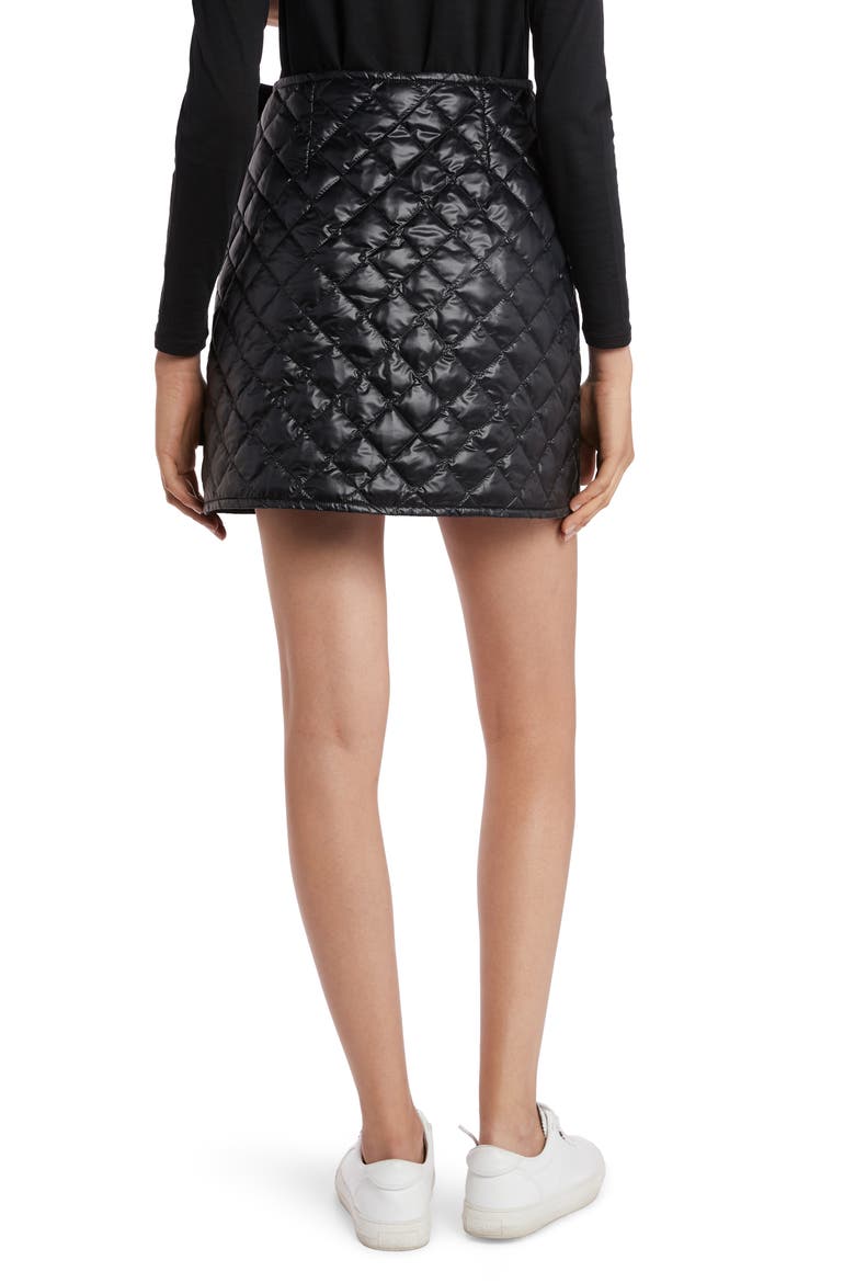 Diamond Quilted Ruffle Down Miniskirt, Alternate, color, BLACK