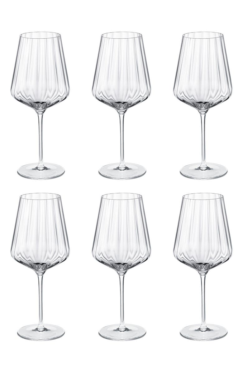 Georg Jensen Set of 6 Bern Crystal White Wine Glasses, Alternate, color, Clear