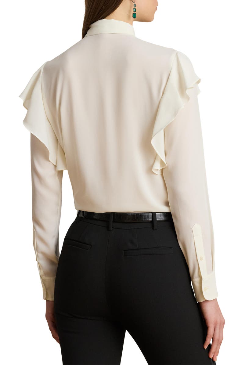 Lauren Ralph Lauren Tie Neck Ruffle Top, Alternate, color, Mascarpone Cream