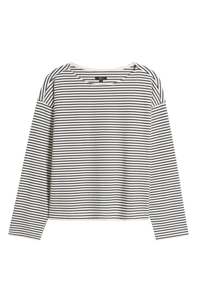 Rails Macy Stripe Long Sleeve Cotton T-Shirt, Alternate, color, Ivory Navy Micro Stripe