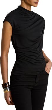 Lauren Ralph Lauren Matte Jersey Asymmetric Sleeve Top