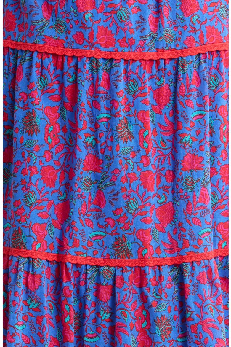Tanya Floral Print Long Sleeve Smocked Dress, Alternate, color, BLUE-FUCHSIA