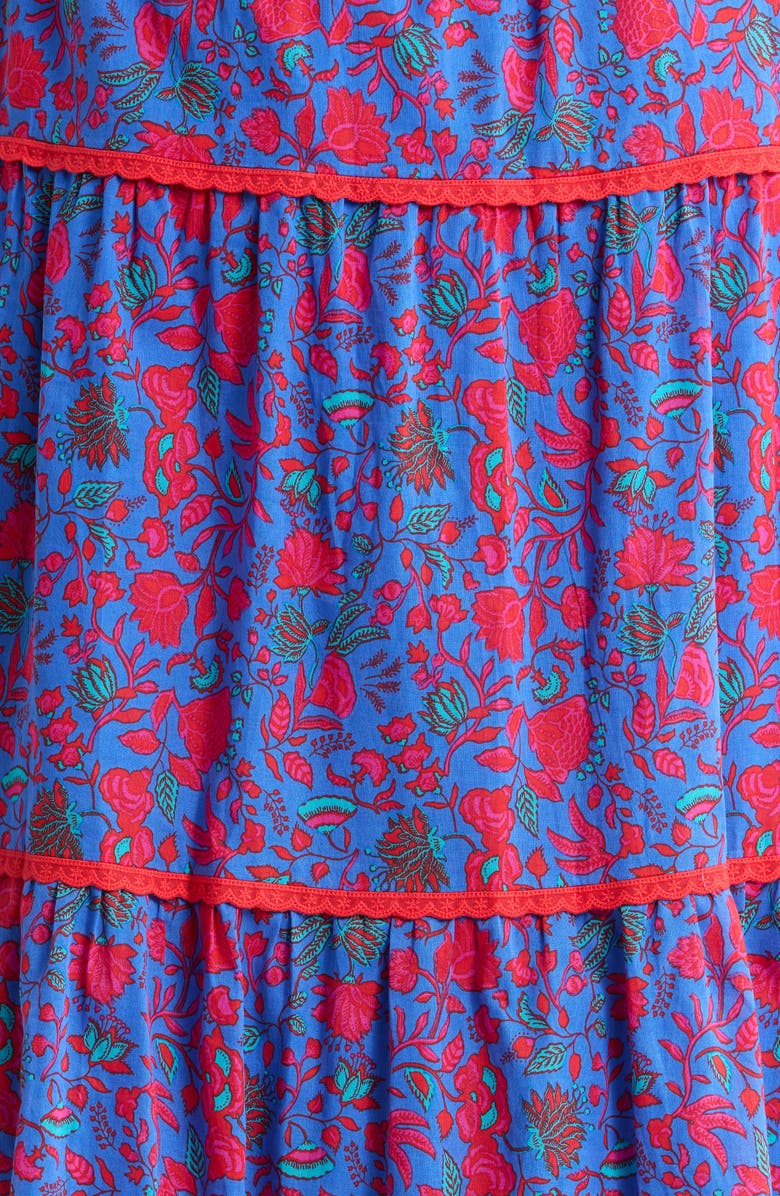 SUGARLIPS Tanya Floral Print Long Sleeve Smocked Dress, Alternate, color, Blue-Fuchsia