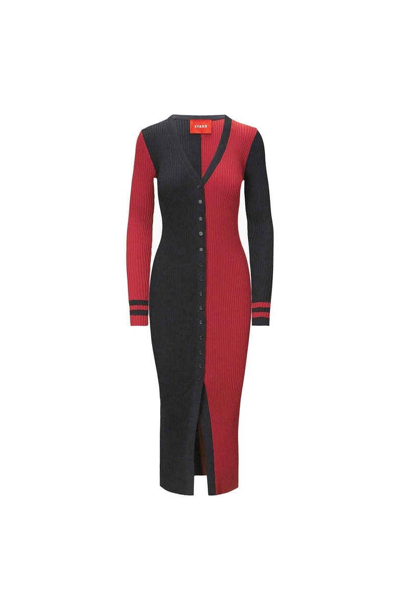 STAUD Women's STAUD Black/Cardinal Arizona Cardinals Shoko Knit Button-Up Sweater Dress, Alternate, color, Black