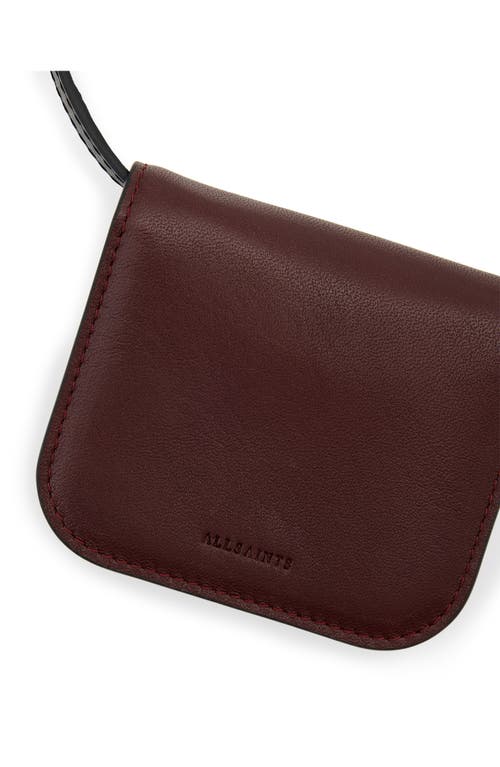 Allsaints Small Maeve Leather Crossbody Card Holder In Red