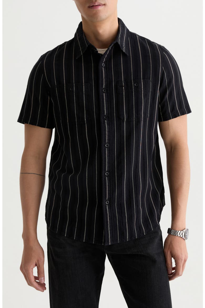 Mason Striped Short Sleeve Work Shirt, Main, color, BLACK/NATURAL STRIPE