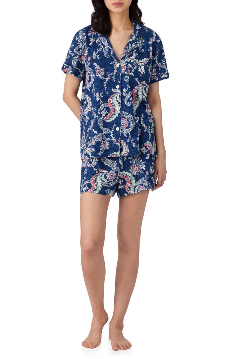 Lauren Ralph Lauren Print Cotton Blend Short Pajamas, Main, color, 