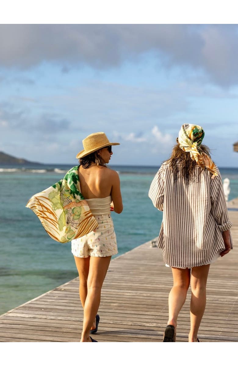 Lost Pattern Little Dix Bay Large Silk Scarf, Alternate, color, Green