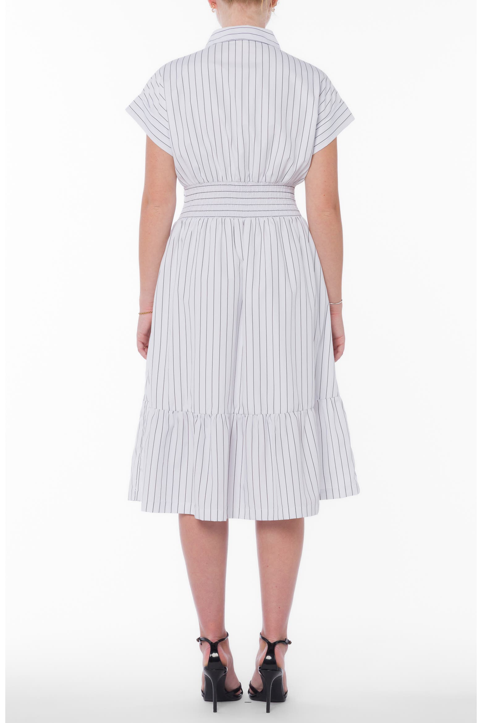 Emphasize Color EMPHASIS Cuffed Short Sleeve Shirtdress (Women) | Nordstromrack