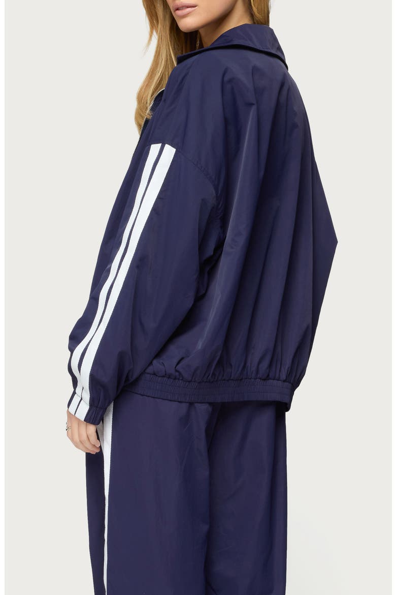 Kieran Stripe Nylon Track Jacket, Alternate, color, NAVY