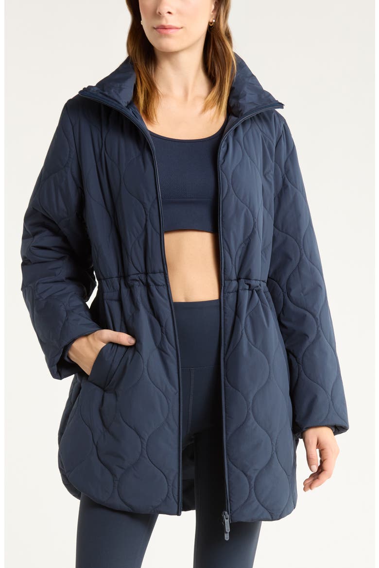 Skyline Longline Quilted Jacket, Main, color, NAVY SAPPHIRE