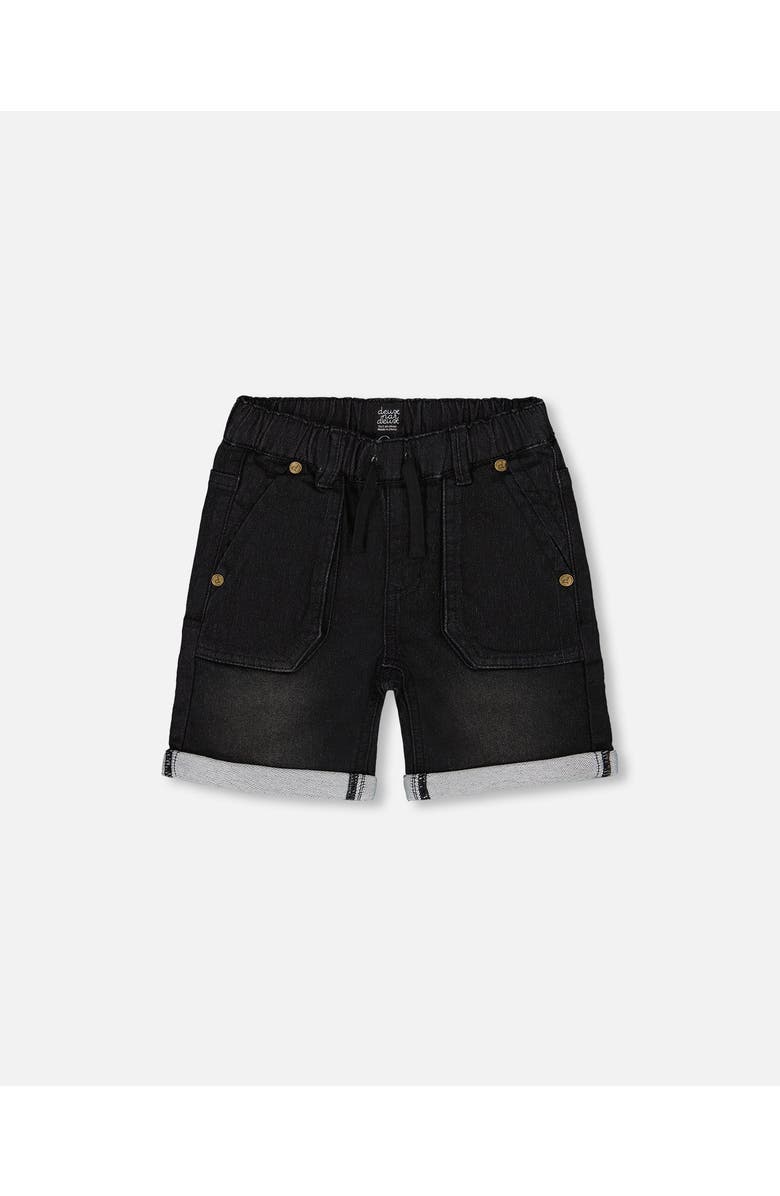 Deux par Deux Little Boy's French Terry Denim Short Black Jeans, Main, color,