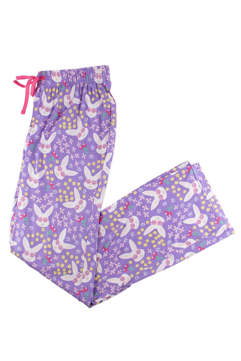Unisex Adult Pajama Pants, Main, color, Purple Sunny Bunnies