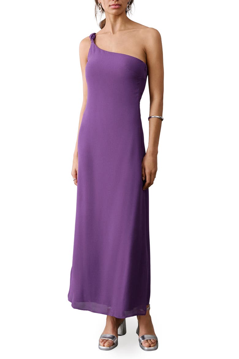 Knotted One Shoulder Dress, Main, color, PURPLE