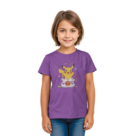 Girl's Pokemon Halloween Pikachu Bag of Candy T-Shirt