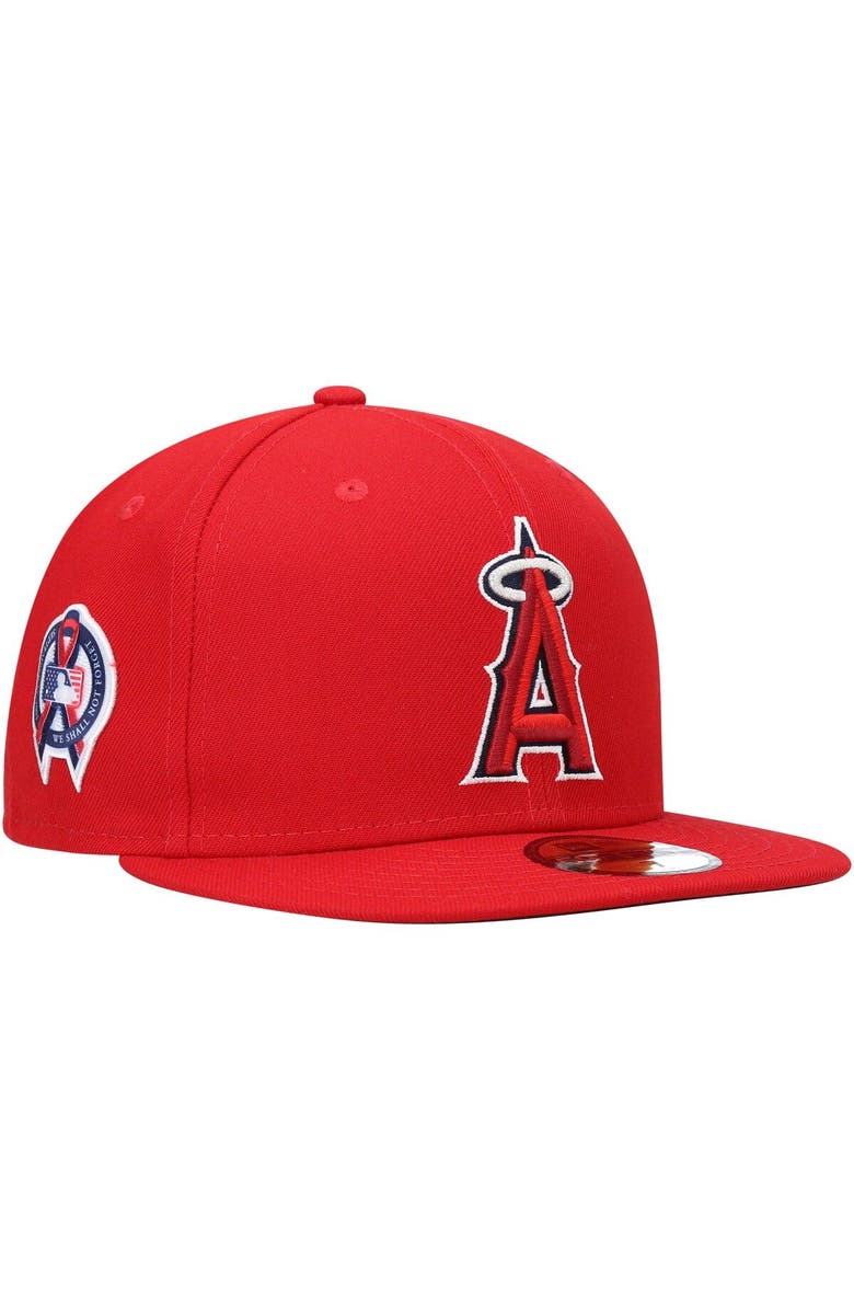 New Era Men's New Era Red Los Angeles Angels 9/11 Memorial Side Patch 59FIFTY Fitted Hat, Main, color,