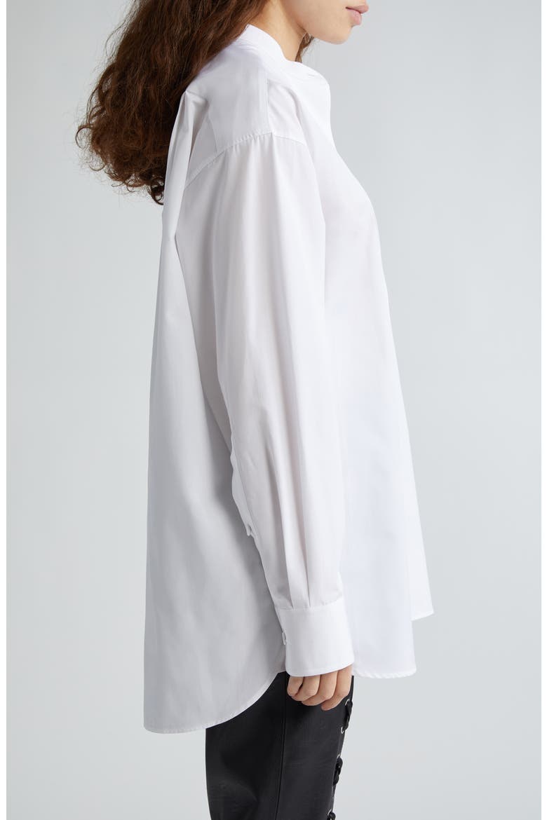 Plastron Bibbed Cotton Button-Up Shirt, Alternate, color, 9000 - PURE WHITE