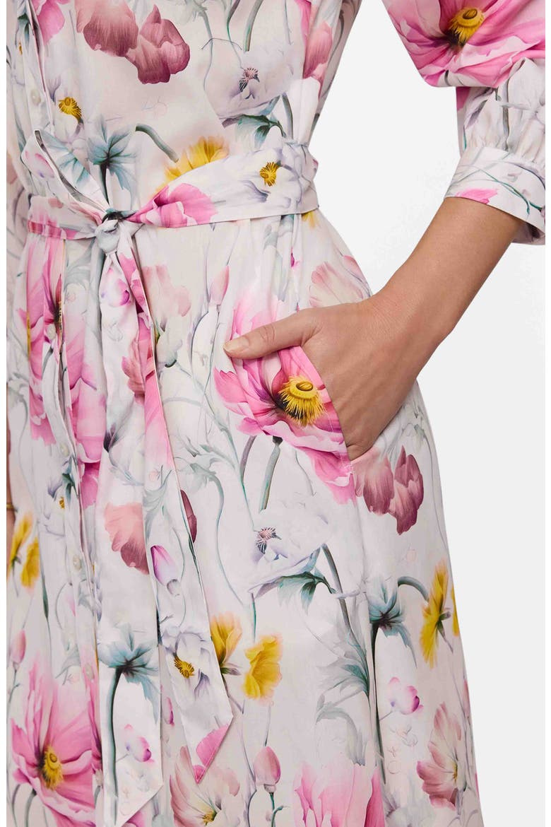 Esther Floral Belted Cotton Shirtdress, Alternate, color, PINK/ MULTI