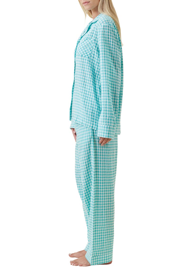 Seersucker Gingham Pajamas, Alternate, color, BLUE TURQUOISE