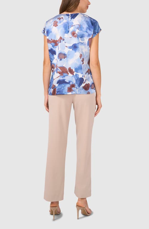Halogenr Halogen(r) Printed Charmeuse Top In Blue Fog