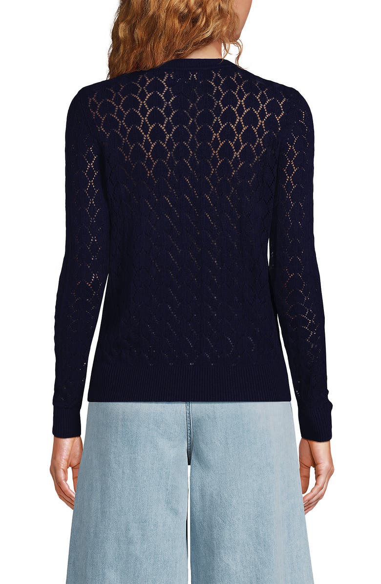 Lands' End Cotton Viscose Button Shoulder Modern Crew Sweater, Alternate, color, 