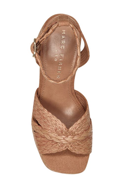 Marc Fisher Ltd Janie Raffia Ankle Strap Platform Sandal In Medium Brown
