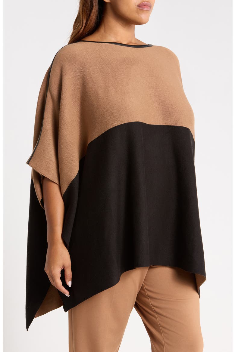 Colorblock Sweater Cape, Alternate, color, ANNE BLACK/VICUNA