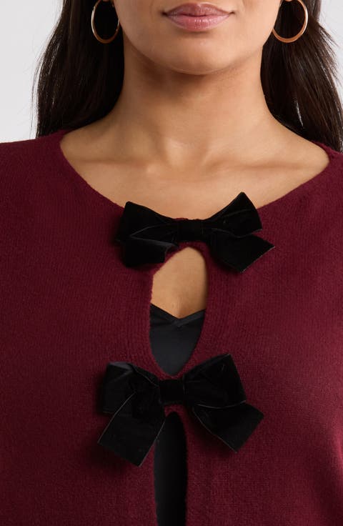 Velvet Bow Closure Cardigan