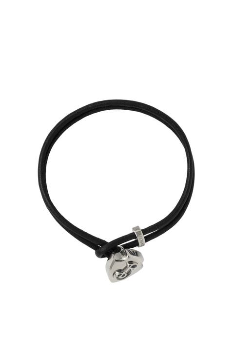 Leather B Shield Bracelet