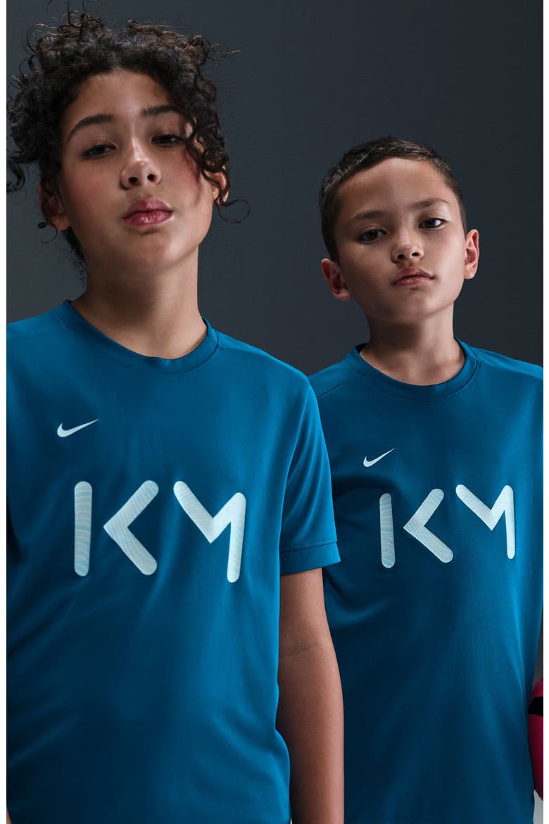 Kids' Kylian Mbappé Academy Dri-FIT Soccer Top, Alternate, color, GREEN ABYSS/ IGLOO/ LIGHT DEW