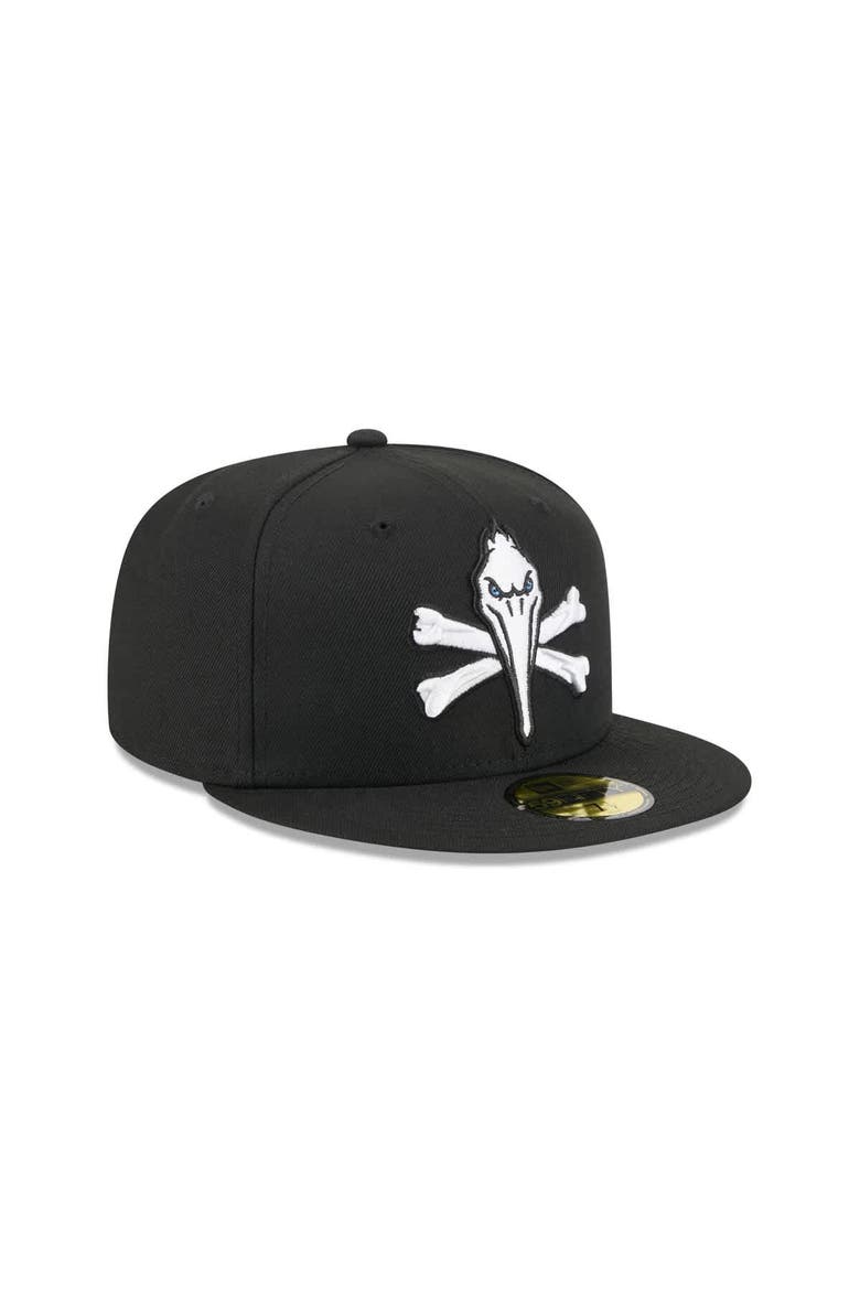 Men's New Era  Black Myrtle Beach Pelicans Theme Nights 59FIFTY Fitted Hat, Alternate, color, Black