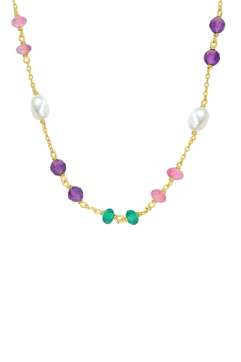Amethyst & Green Onyx Necklace, Main, color, GOLD MULTI