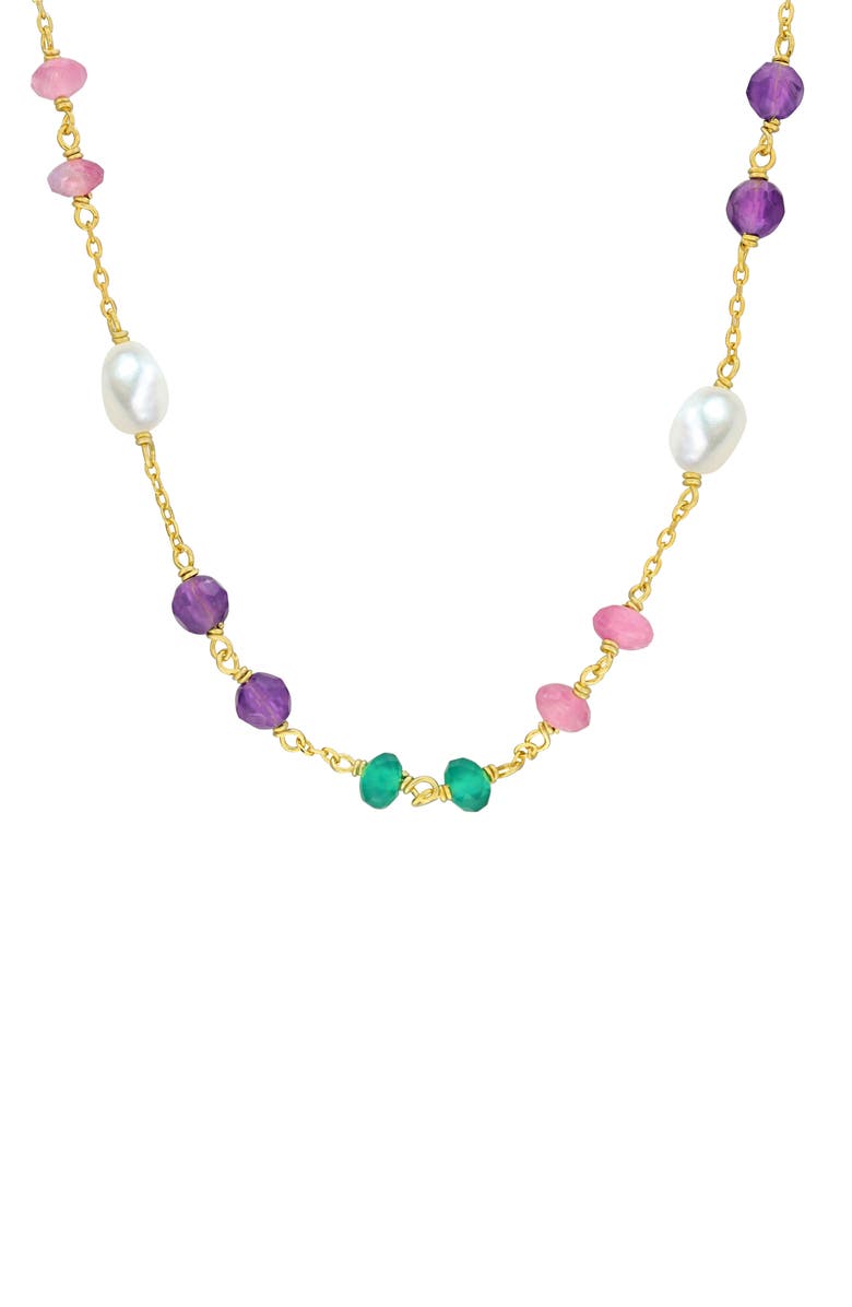 DELMAR Amethyst & Green Onyx Necklace, Main, color, Gold Multi