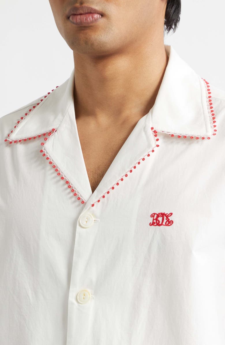 Bode Rebud Cotton Voile Camp Shirt, Alternate, color, White