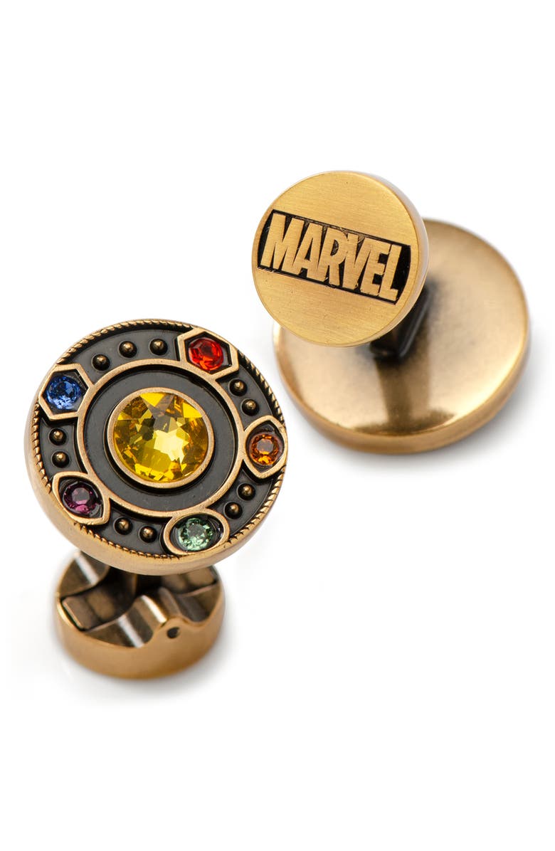Cufflinks, Inc. Infinity Stones Cuff Links & Lapel Pin Set, Alternate, color, Gold
