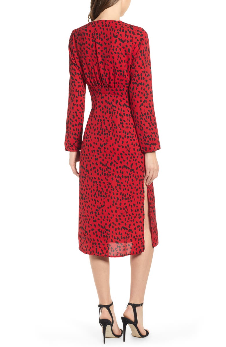 Leith Animal Print Midi Dress, Alternate, color, 