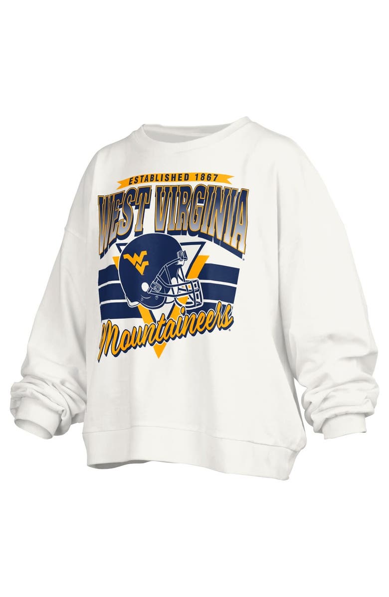 PRESSBOX Women's Pressbox White West Virginia Mountaineers Janice Retro Logo Oversized Pullover Sweatshirt, Alternate, color, White