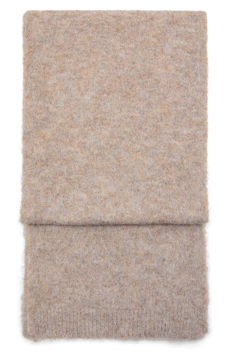 MANGO Knit Fringe Scarf, Main, color, Medium Brown