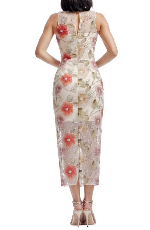 DRESS THE POPULATION DRESS THE POPULATION HELENA BEADED FLORAL SHEATH GOWN 