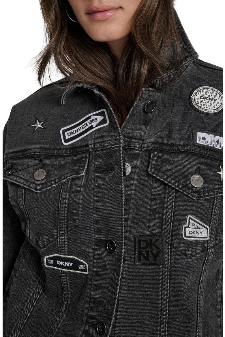Logo Patch Denim Trucker Jacket, Alternate, color, BOWERY WASH