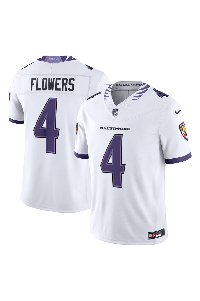 Men's Nike Zay Flowers White Baltimore Ravens Vapor F.U.S.E. Stitched Limited Jersey, Main, color, White