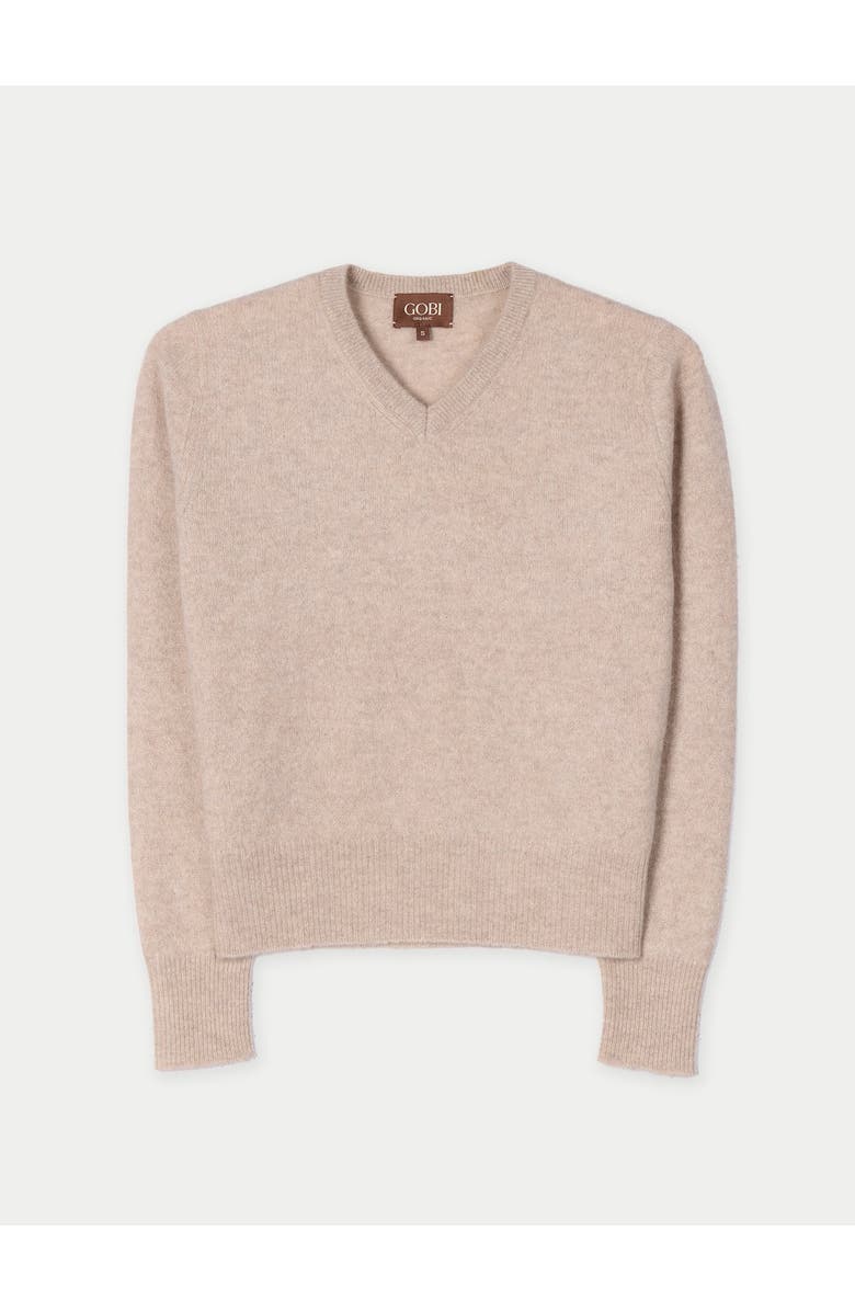 Gobi Cashmere Dual-Collar Cashmere Sweater, Alternate, color, Warm Grey